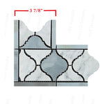 Honed Bianco Carrara and Blue Gray Marble Lantern Pattern Mosaic Border Corner Sizes