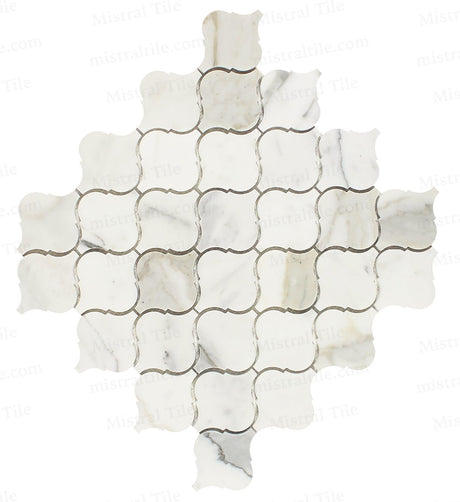 Honed Calacatta Gold Marble Lantern Mosaic Tile Cross line