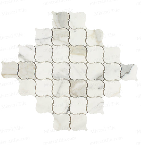 Honed Calacatta Gold Marble Lantern Mosaic Tile Cross