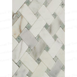 Honed Calacatta Gold with Ming Green Basketweave Mosaic Wall
