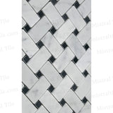 Honed Carrara - Black Marble Basketweave Mosaic Perspective View