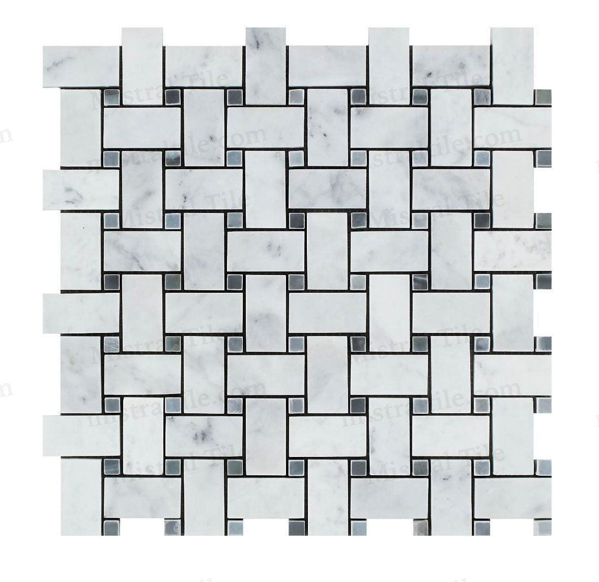 Honed Carrara - Blue Gray Basketweave Mosaic