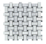 Honed Carrara - Blue Gray Basketweave Mosaic