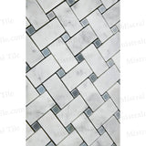 Honed Carrara - Blue Gray Basketweave Mosaic Perspective View