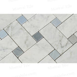 Honed Bianco Carrara - Blue Gray Marble Large Format Basketweave Mosaic Tile