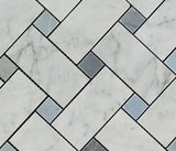 Honed Carrara - Blue Gray Marble Large Format Basketweave Mosaic Tile