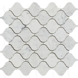 Honed Bianco Carrara Marble Lantern Pattern Mosaic Tile
