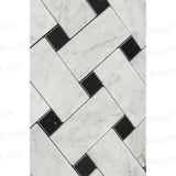 Polished Bianco Carrara - Black Large Basketweave Mosaic