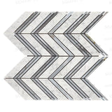 Polished Bianco Carrara - Blue Gray Marble Large Format Chevron Mosaic Tile Left