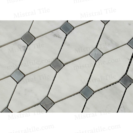 Polished Bianco Carrara-Blue Gray Marble Octave Mosaic Details