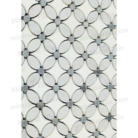 Polished Carrara Thassos-Blue Gray Florida Flower Marble Mosaic Tile