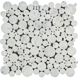 Polished Bianco Carrara Circle Bubbles Mosaic Round