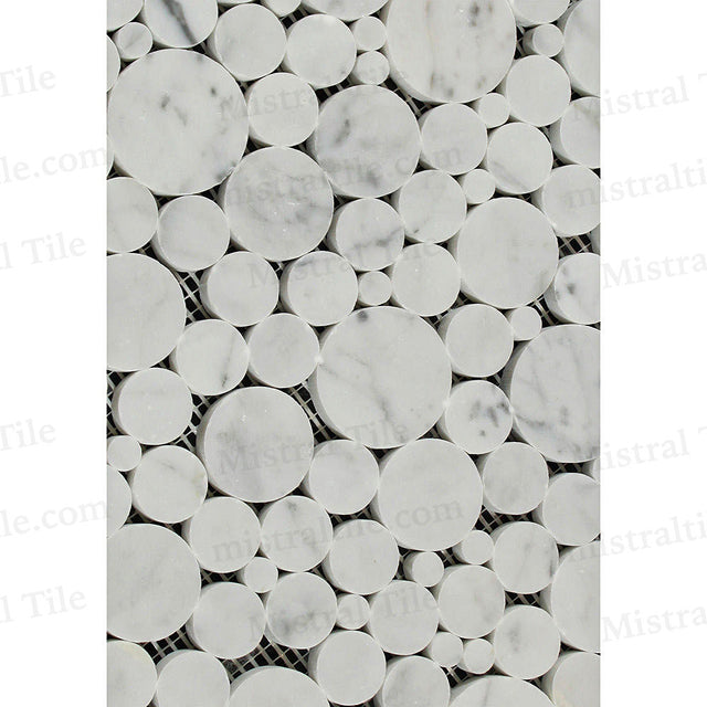 Polished Bianco Carrara Circle Bubbles Mosaic