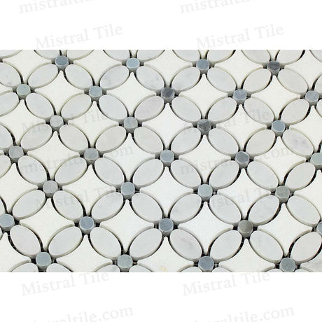 Polished Carrara Thassos-Blue Gray Florida Flower Tile