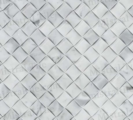 Polished Bianco Carrara Marble 3D Small Bread Mosaic Tile