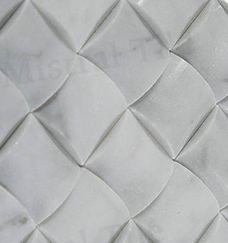 Bianco Carrara Marble 3D Small Bread Mosaic Tile Detail