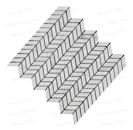 Polished Bianco Carrara Marble Mini Chevron Mosaic tiles