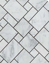 Polished Bianco Carrara Marble Mini Versailles Mosaic Tile