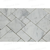 Polished B. Carrara Marble Mini Versailles Mosaic Tile Details