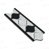 Polished Bianco Carrara with Black Marble Lantern Pattern Mosaic Border Tile perpective view 2