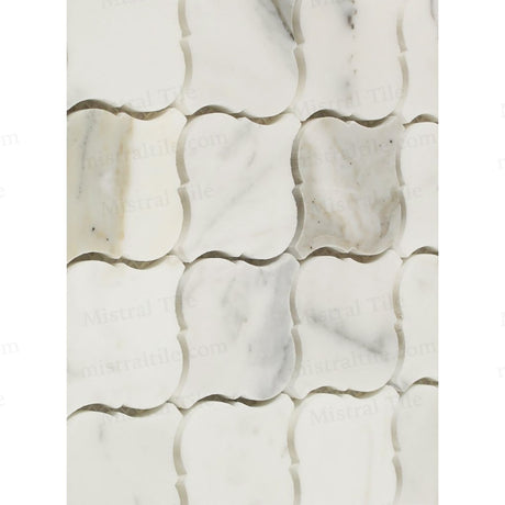 Polished Calacatta Gold Marble Lantern Mosaic Tile Wall Covering