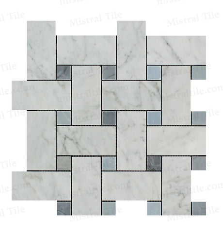 Polished Carrara-Blue Gray Large Basketweave Tile