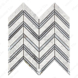 Polished Bianco Carrara - Blue Gray Marble Large Format Chevron Mosaic Tile Classic