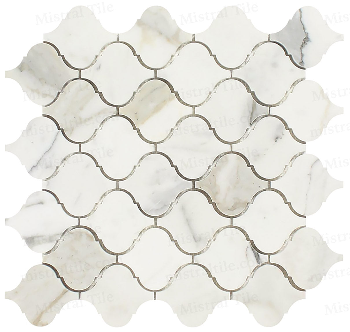 Polished Calacatta Gold Marble Lantern Pattern Mosaic Tile