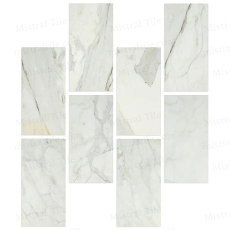 6x12 Honed Italian Calacatta Gold Marble Tile Vertical Perspective